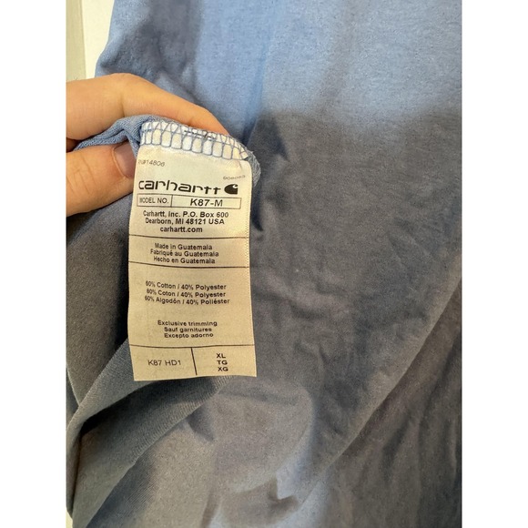 Carhartt Shirt Mens XL Blue Loose Fit Heavyweight Pocket Tagless Workwear Tee - Picture 11 of 11